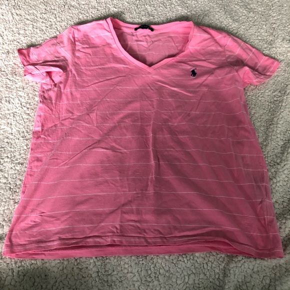Ralph Lauren Tops - 🇨🇦3/$30 • Ralph Lauren Pink Striped Tee